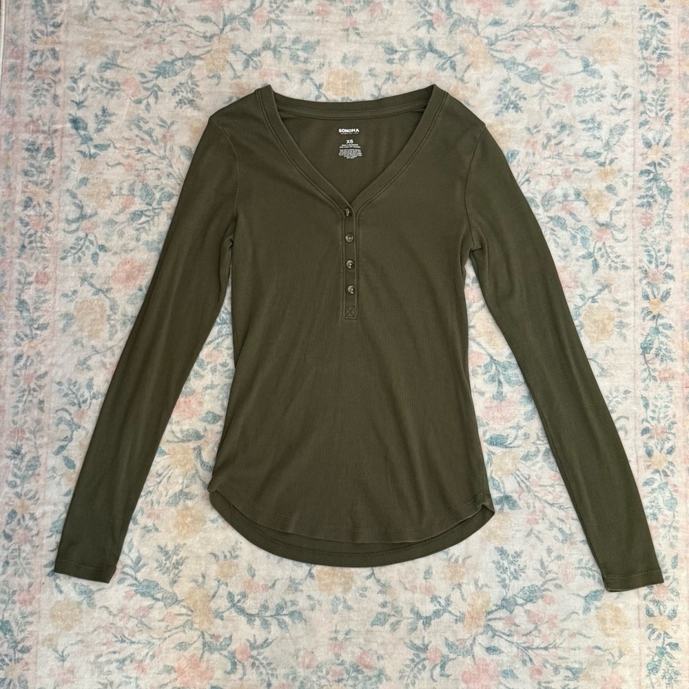 Olive Green Long Sleeve Women's Shirt